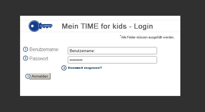 Login bei Mein TIME for kids