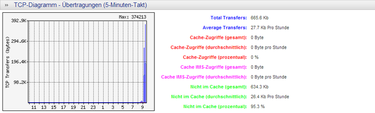 Diagramm der TCP-Übertragungen im 5-Minuten-Takt